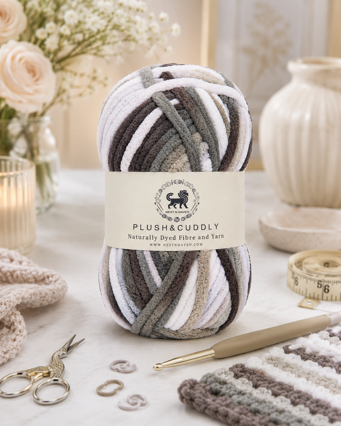 Plush & Cuddly Yarn – Super Soft Knitting  Multi Colour Yarn Ball Suitable for Craft, Babywear, Baby Blankets, 5 Bulky | Nest-N Haven| Shade no- 14