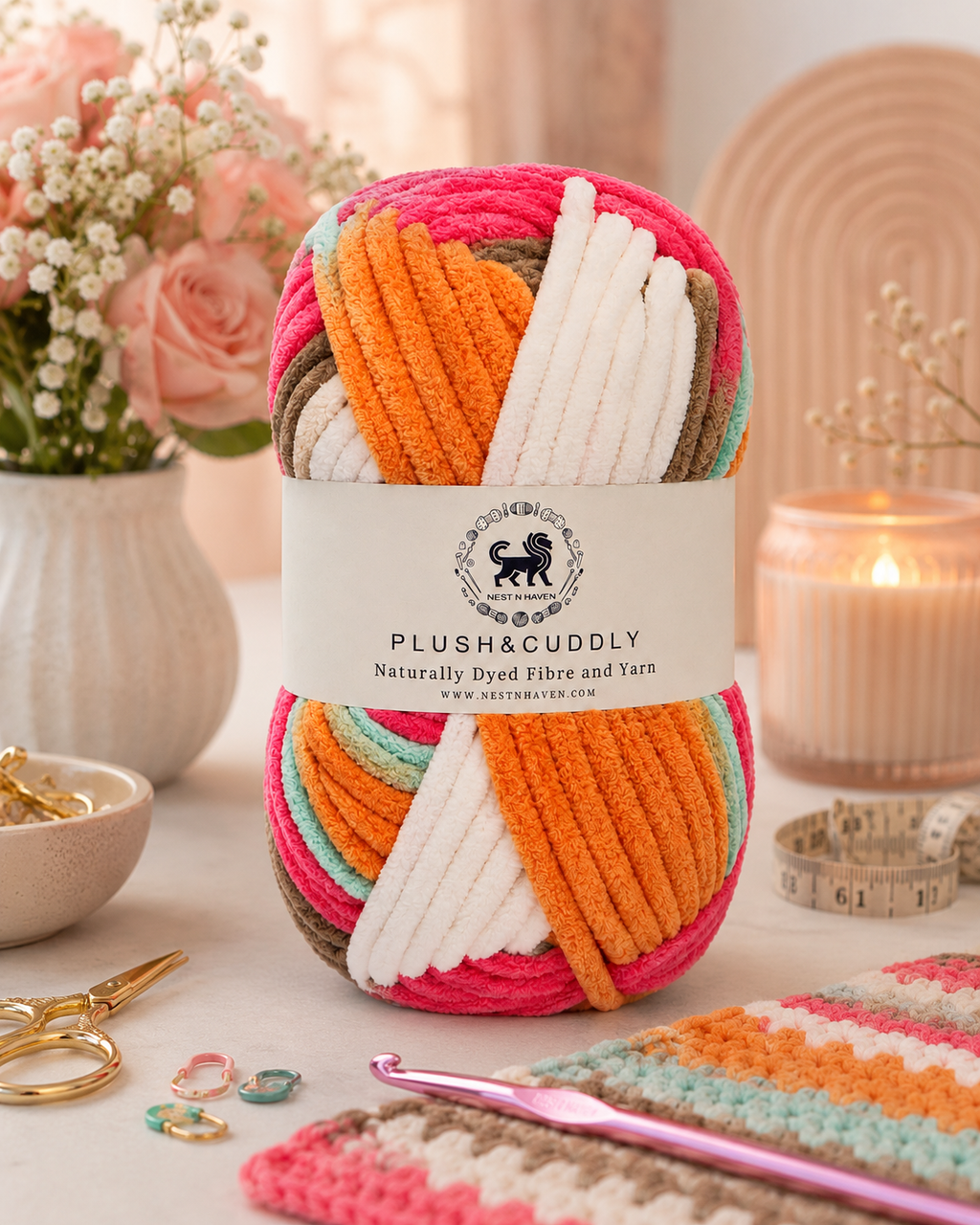 Plush & Cuddly Yarn – Super Soft Knitting  Multi Colour Yarn Ball Suitable for Craft, Babywear, Baby Blankets, 5 Bulky | Nest-N Haven| Shade no- 20
