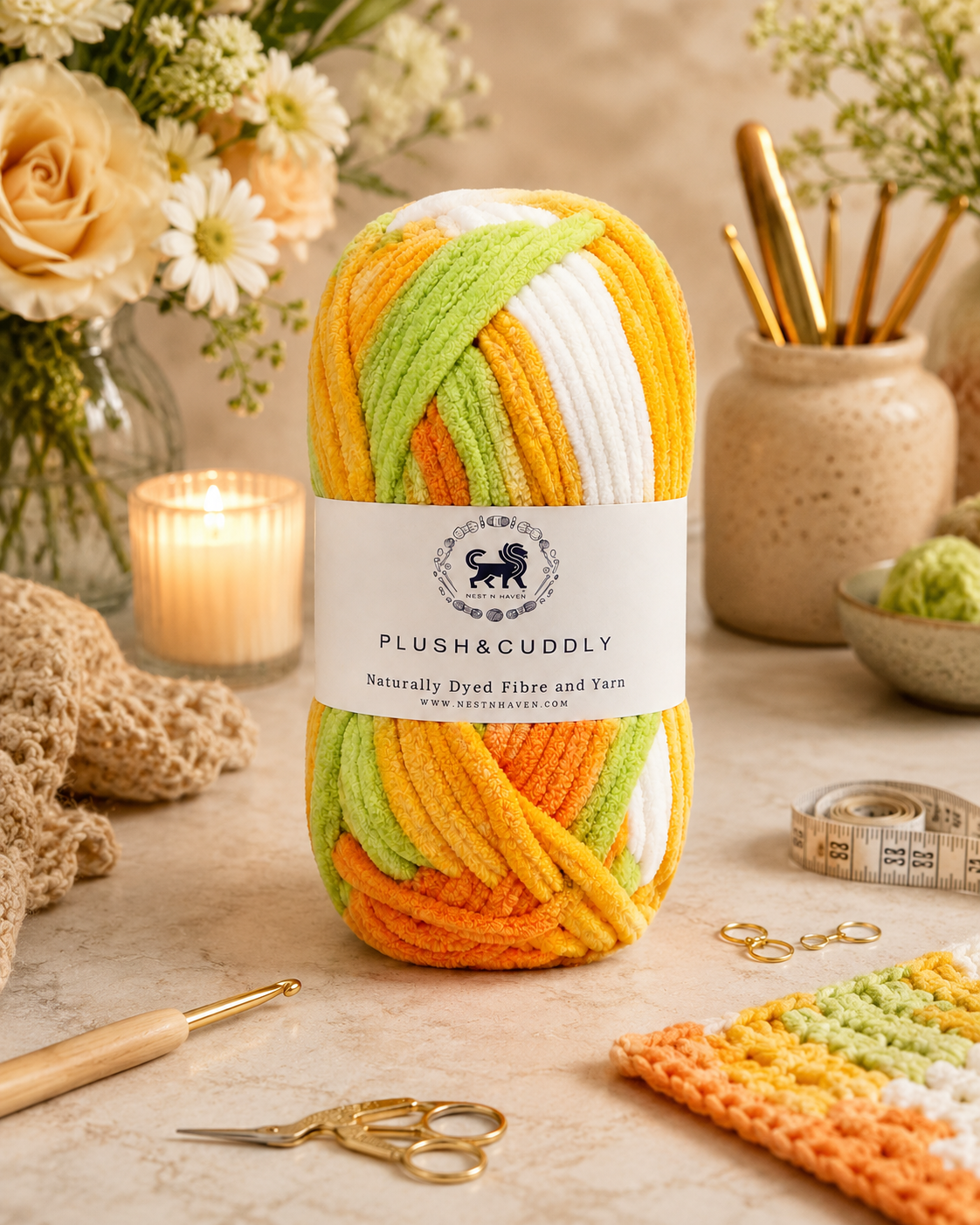 Plush & Cuddly Yarn – Super Soft Knitting  Multi Colour Yarn Ball Suitable for Craft, Babywear, Baby Blankets, 5 Bulky | Nest-N Haven| Shade no- 21