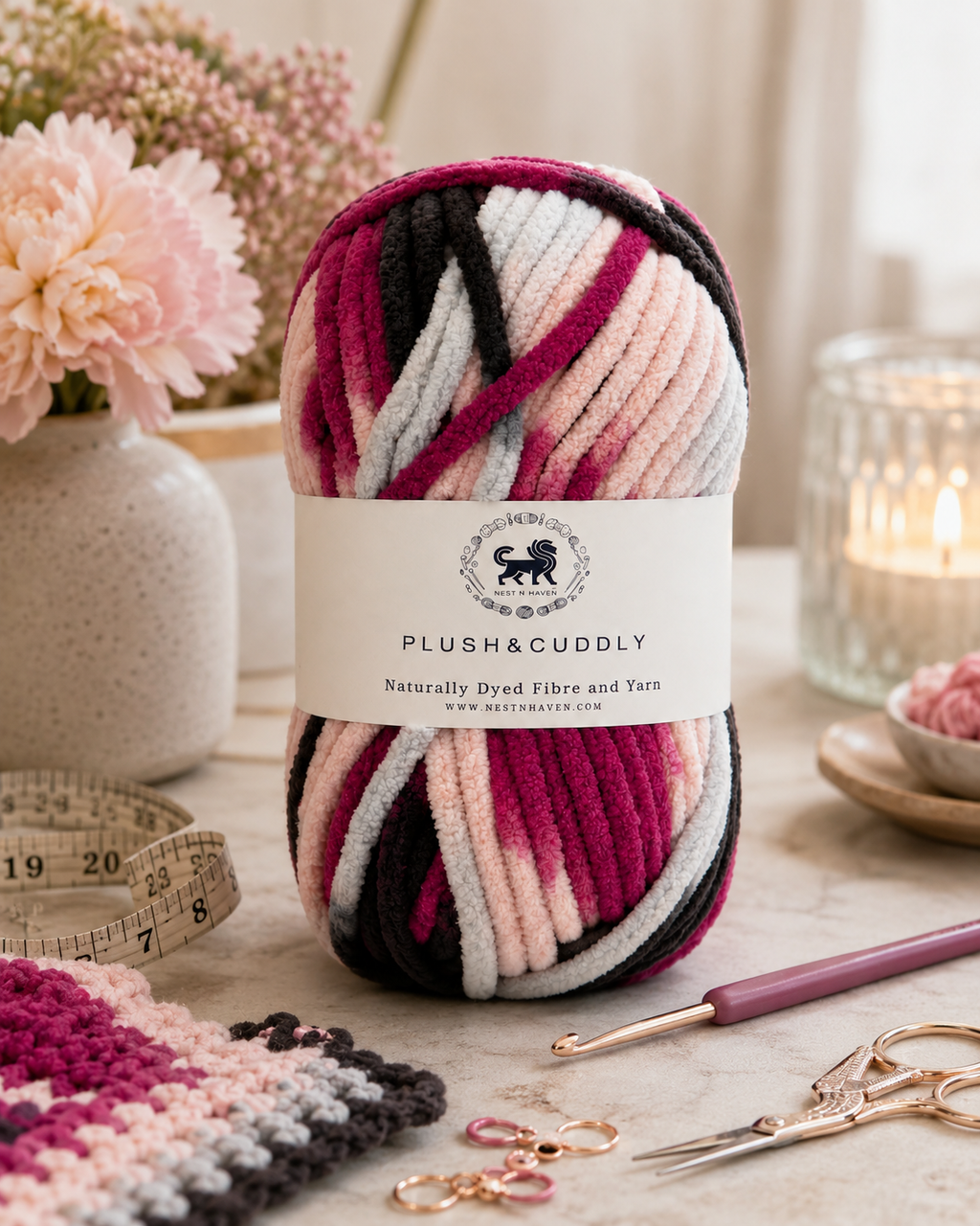 Plush & Cuddly Yarn – Super Soft Knitting  Multi Colour Yarn Ball Suitable for Craft, Babywear, Baby Blankets, 5 Bulky | Nest-N Haven| Shade no- 23