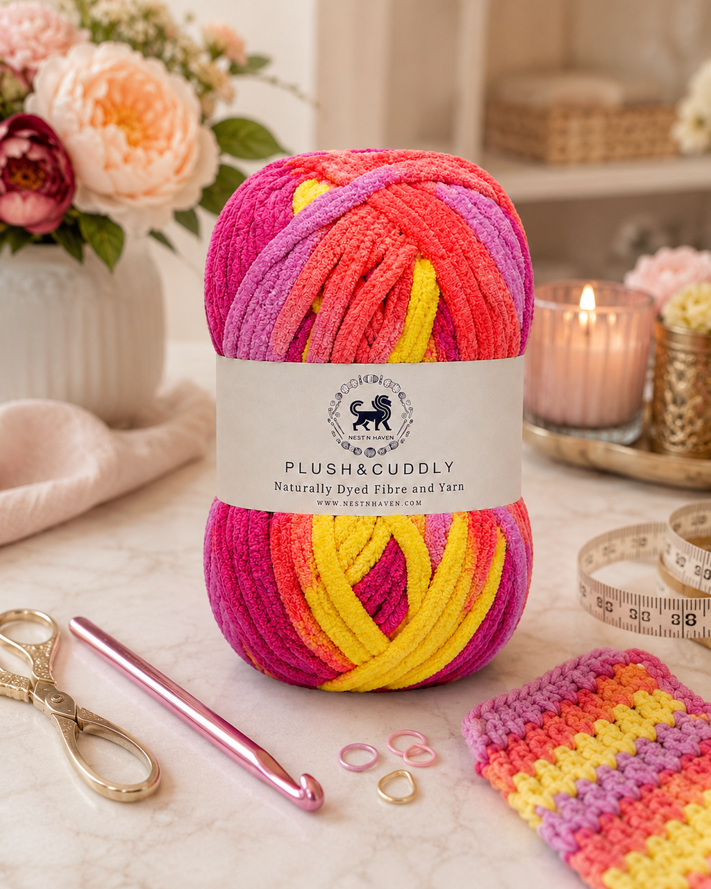 Plush & Cuddly Yarn – Super Soft Knitting  Multi Colour Yarn Ball Suitable for Craft, Babywear, Baby Blankets, 5 Bulky | Nest-N Haven| Shade no- 2