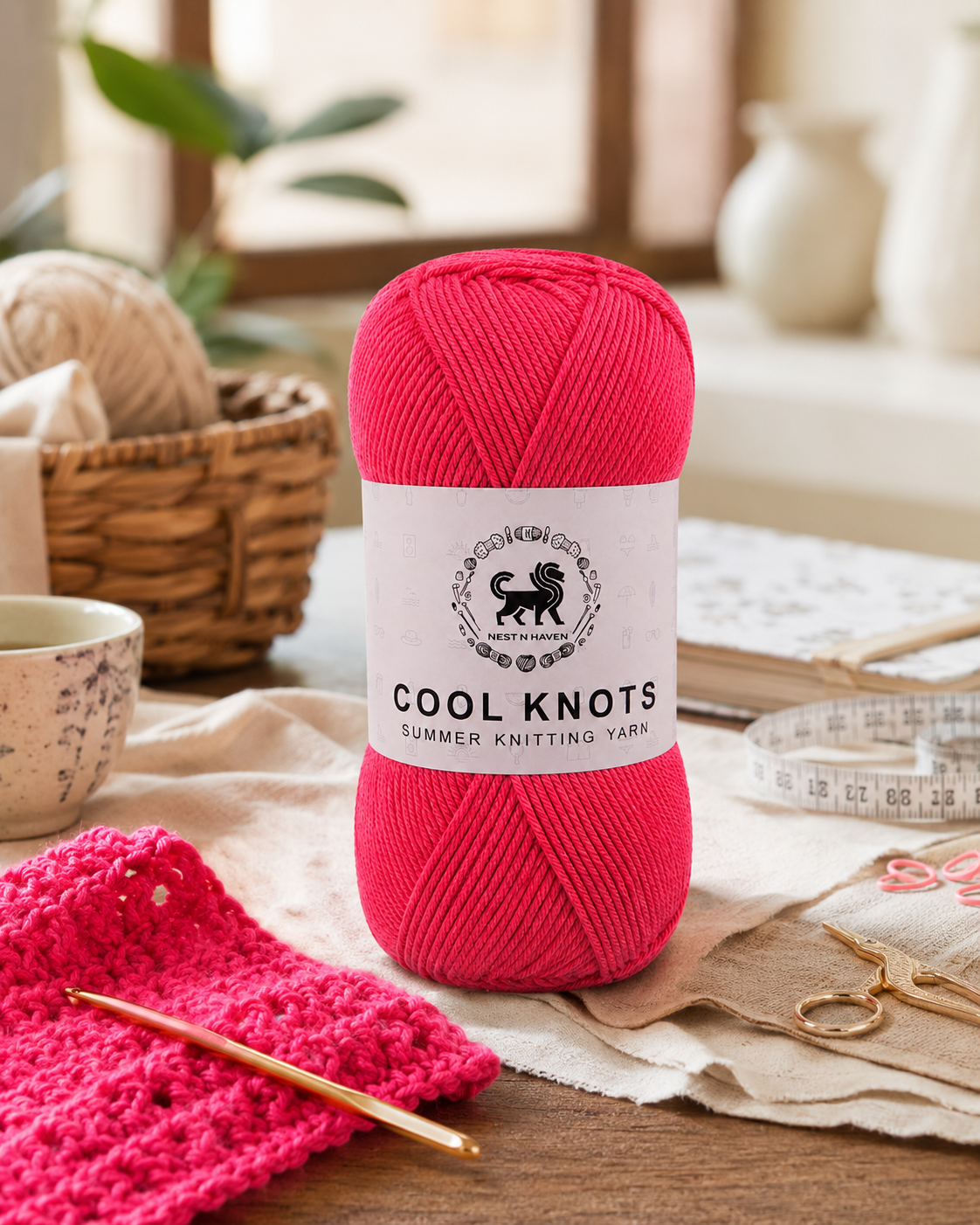Cool Knots, Polyester Blend Hand Knitting Yarn (100g) - Luxury Yarn for Crochet, Knitting, Amigurumi, Embroidery, Toys, Garments, Flowers and Hobby Projects shade- Watermelon Pink