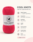 Cool Knots, Polyester Blend Hand Knitting Yarn (100g) - Luxury Yarn for Crochet, Knitting, Amigurumi, Embroidery, Toys, Garments, Flowers and Hobby Projects shade- Watermelon Pink