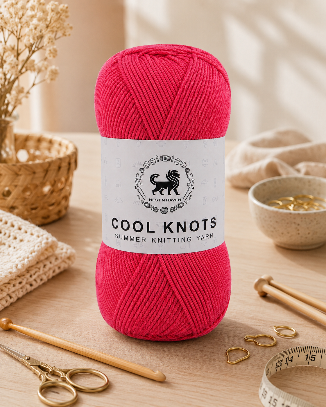 Cool Knots, Polyester Blend Hand Knitting Yarn (100g) - Luxury Yarn for Crochet, Knitting, Amigurumi, Embroidery, Toys, Garments, Flowers and Hobby Projects shade- Watermelon Pink