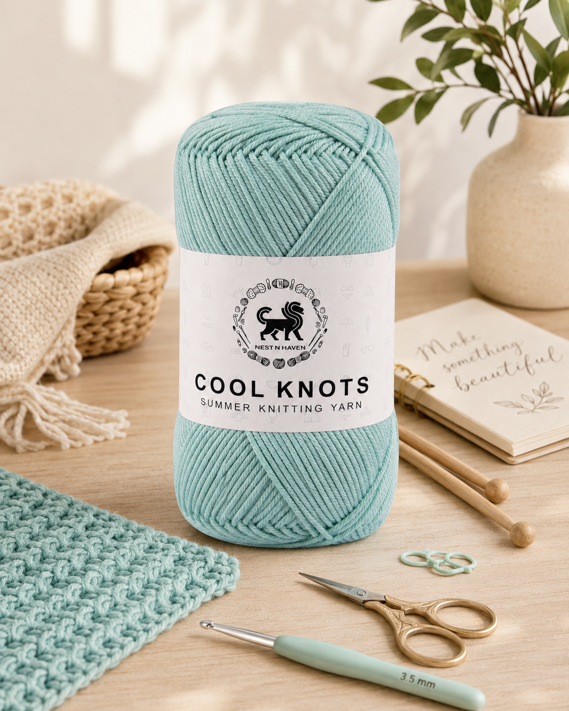 Cool Knots, Polyester Blend Hand Knitting Yarn (100g) - Luxury Yarn for Crochet, Knitting, Amigurumi, Embroidery, Toys, Garments, Flowers and Hobby Projects shade- Ice Blue