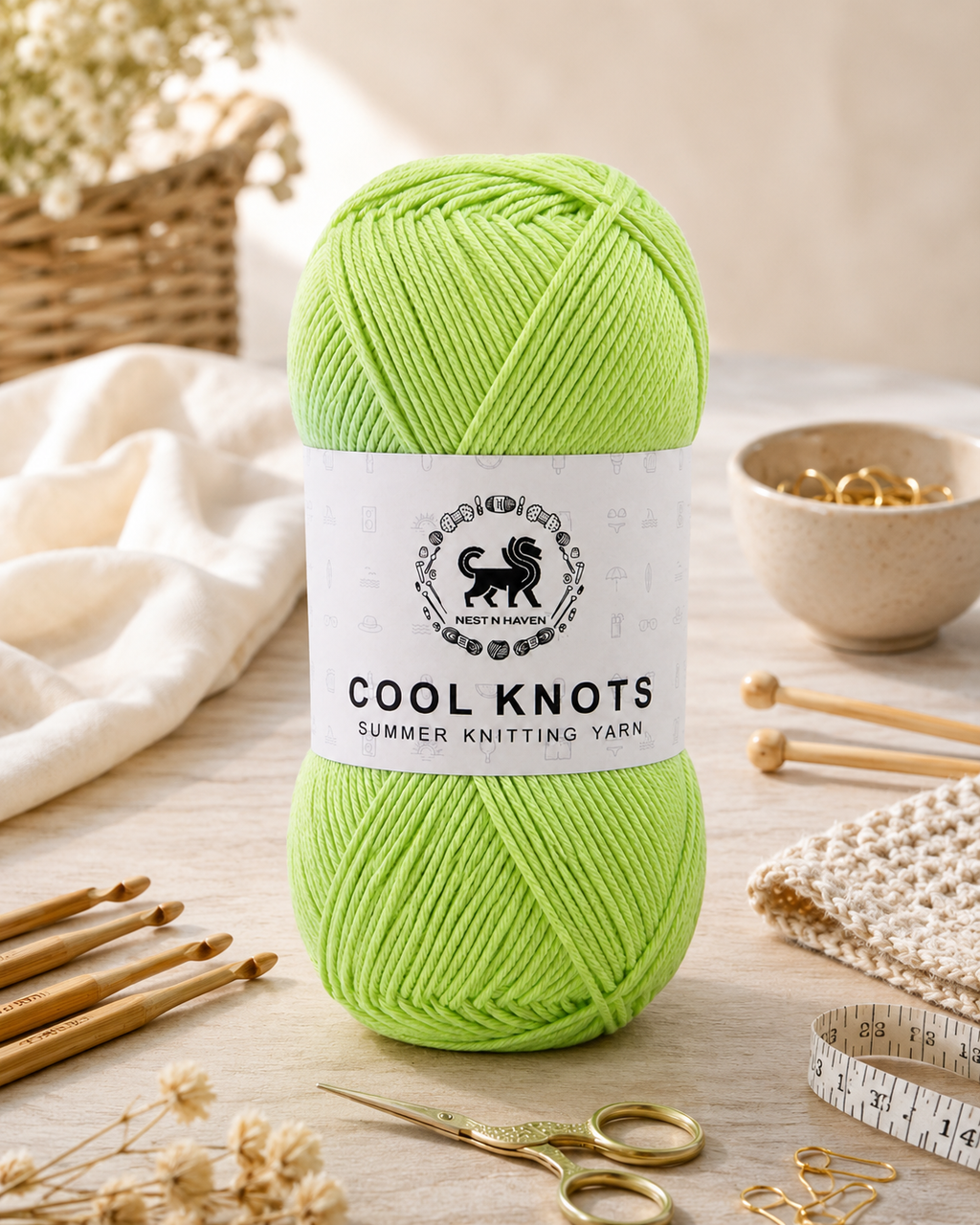 Cool Knots, Polyester Blend Hand Knitting Yarn (100g) - Luxury Yarn for Crochet, Knitting, Amigurumi, Embroidery, Toys, Garments, Flowers and Hobby Projects shade- Green