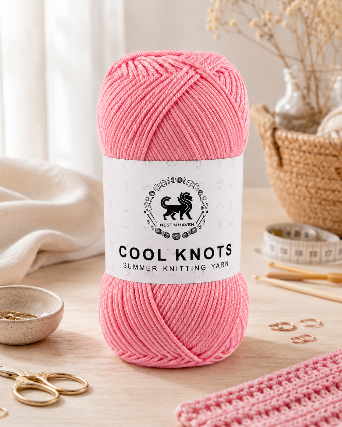 Cool Knots, Polyester Blend Hand Knitting Yarn (100g) - Luxury Yarn for Crochet, Knitting, Amigurumi, Embroidery, Toys, Garments, Flowers and Hobby Projects shade- Baby Pink
