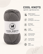 Cool Knots, Polyester Blend Hand Knitting Yarn (100g) - Luxury Yarn for Crochet, Knitting, Amigurumi, Embroidery, Toys, Garments, Flowers and Hobby Projects shade- Dark Grey