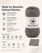 Cool Knots, Polyester Blend Hand Knitting Yarn (100g) - Luxury Yarn for Crochet, Knitting, Amigurumi, Embroidery, Toys, Garments, Flowers and Hobby Projects shade- Dark Grey