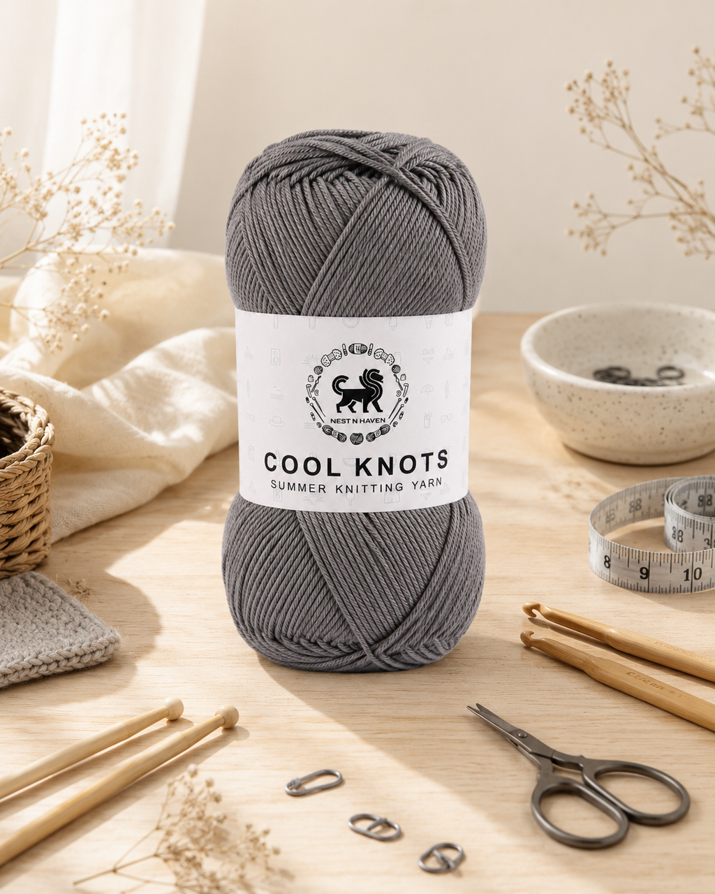 Cool Knots, Polyester Blend Hand Knitting Yarn (100g) - Luxury Yarn for Crochet, Knitting, Amigurumi, Embroidery, Toys, Garments, Flowers and Hobby Projects shade- Dark Grey