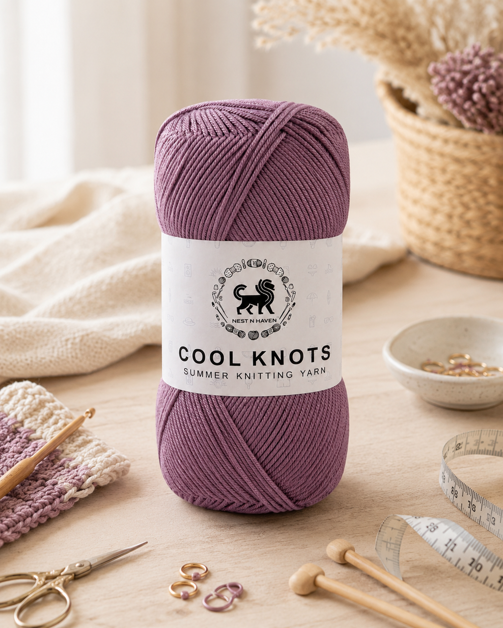Cool Knots, Polyester Blend Hand Knitting Yarn (100g) - Luxury Yarn for Crochet, Knitting, Amigurumi, Embroidery, Toys, Garments, Flowers and Hobby Projects shade- Dark Lilac