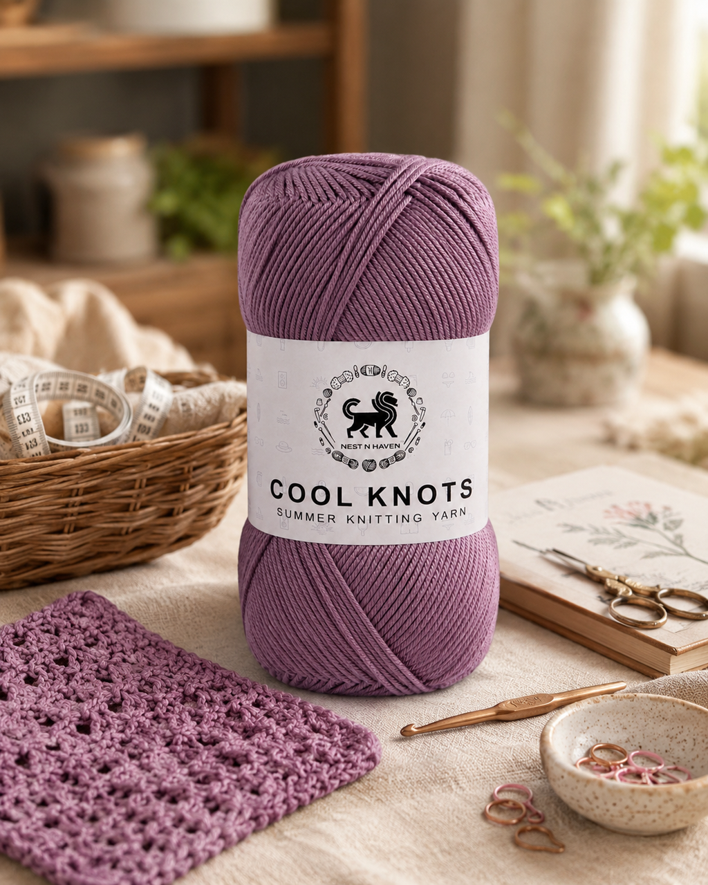 Cool Knots, Polyester Blend Hand Knitting Yarn (100g) - Luxury Yarn for Crochet, Knitting, Amigurumi, Embroidery, Toys, Garments, Flowers and Hobby Projects shade- Dark Lilac