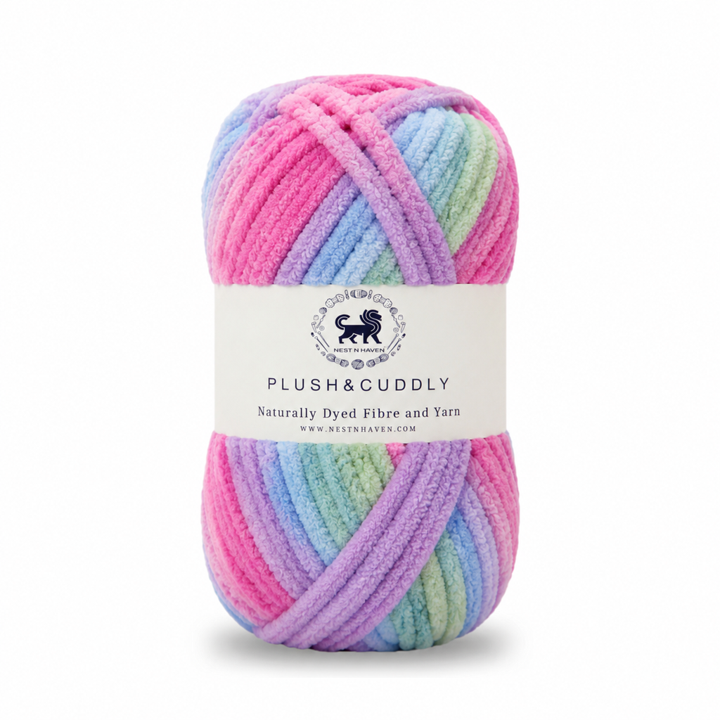 Plush & Cuddly Yarn – Super Soft Knitting  Multi Colour Yarn Ball Suitable for Craft, Babywear, Baby Blankets, 5 Bulky | Nest-N Haven| Shade no- 10