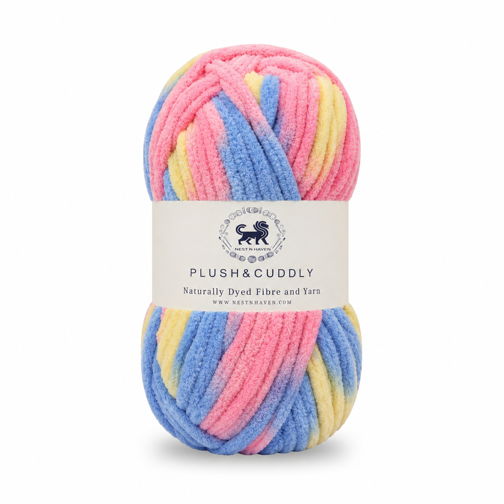 Plush & Cuddly Yarn – Super Soft Knitting  Multi Colour Yarn Ball Suitable for Craft, Baby wear, Baby Blankets, 5 Bulky | Nest-N Haven| Shade no- 13