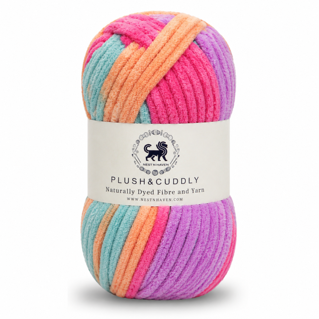 Plush & Cuddly Yarn – Super Soft Knitting  Multi Colour Yarn Ball Suitable for Craft, Babywear, Baby Blankets, 5 Bulky | Nest-N Haven| Shade no- 15