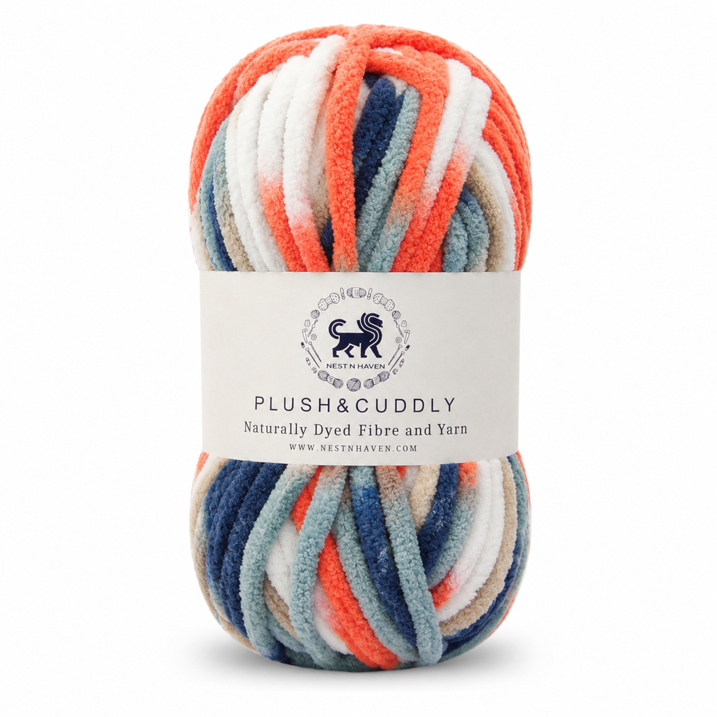 Plush & Cuddly Yarn – Super Soft Knitting  Multi Colour Yarn Ball Suitable for Craft, Babywear, Baby Blankets, 5 Bulky | Nest-N Haven| Shade no- 24