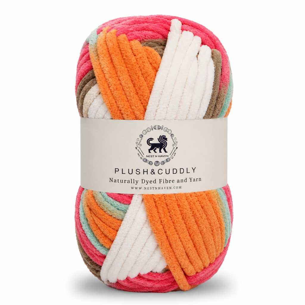 Plush & Cuddly Yarn – Super Soft Knitting  Multi Colour Yarn Ball Suitable for Craft, Babywear, Baby Blankets, 5 Bulky | Nest-N Haven| Shade no- 20