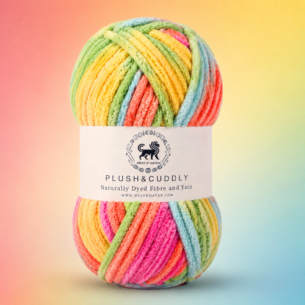 Plush & Cuddly Yarn – Super Soft Knitting  Multi Colour Yarn Ball Suitable for Craft, Babywear, Baby Blankets, 5 Bulky | Nest-N Haven| Shade no- 9y