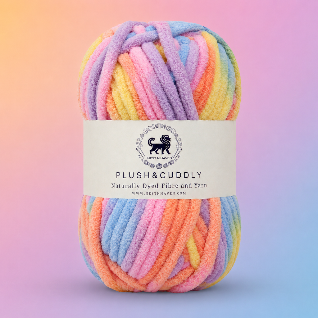 Plush & Cuddly Yarn – Super Soft Knitting  Multi Colour Yarn Ball Suitable for Craft, Babywear, Baby Blankets, 5 Bulky | Nest-N Haven| Shade no- 18