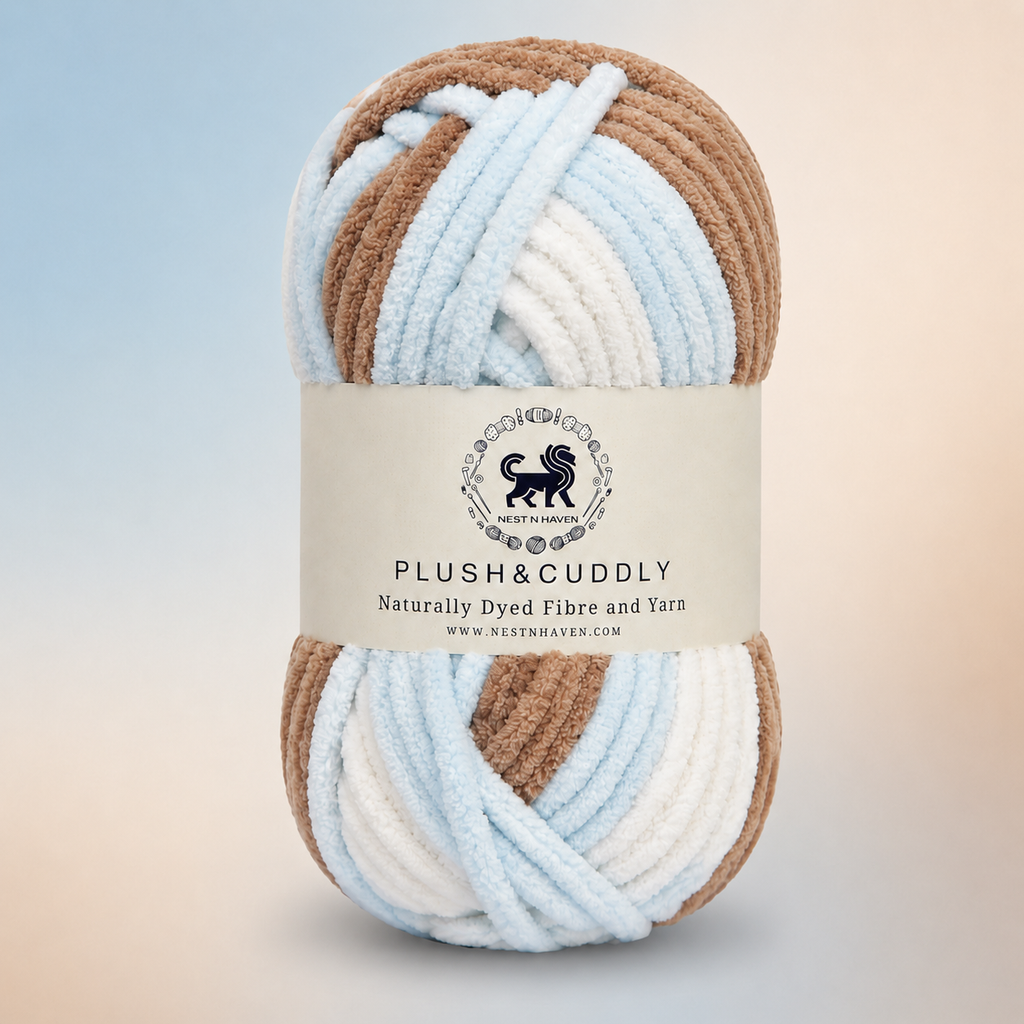 Plush & Cuddly Yarn – Super Soft Knitting  Multi Colour Yarn Ball Suitable for Craft, Babywear, Baby Blankets, 5 Bulky | Nest-N Haven| Shade no- 4