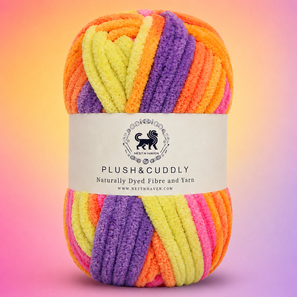 Plush & Cuddly Yarn – Super Soft Knitting  Multi Colour Yarn Ball Suitable for Craft, Babywear, Baby Blankets, 5 Bulky | Nest-N Haven| Shade no- 19