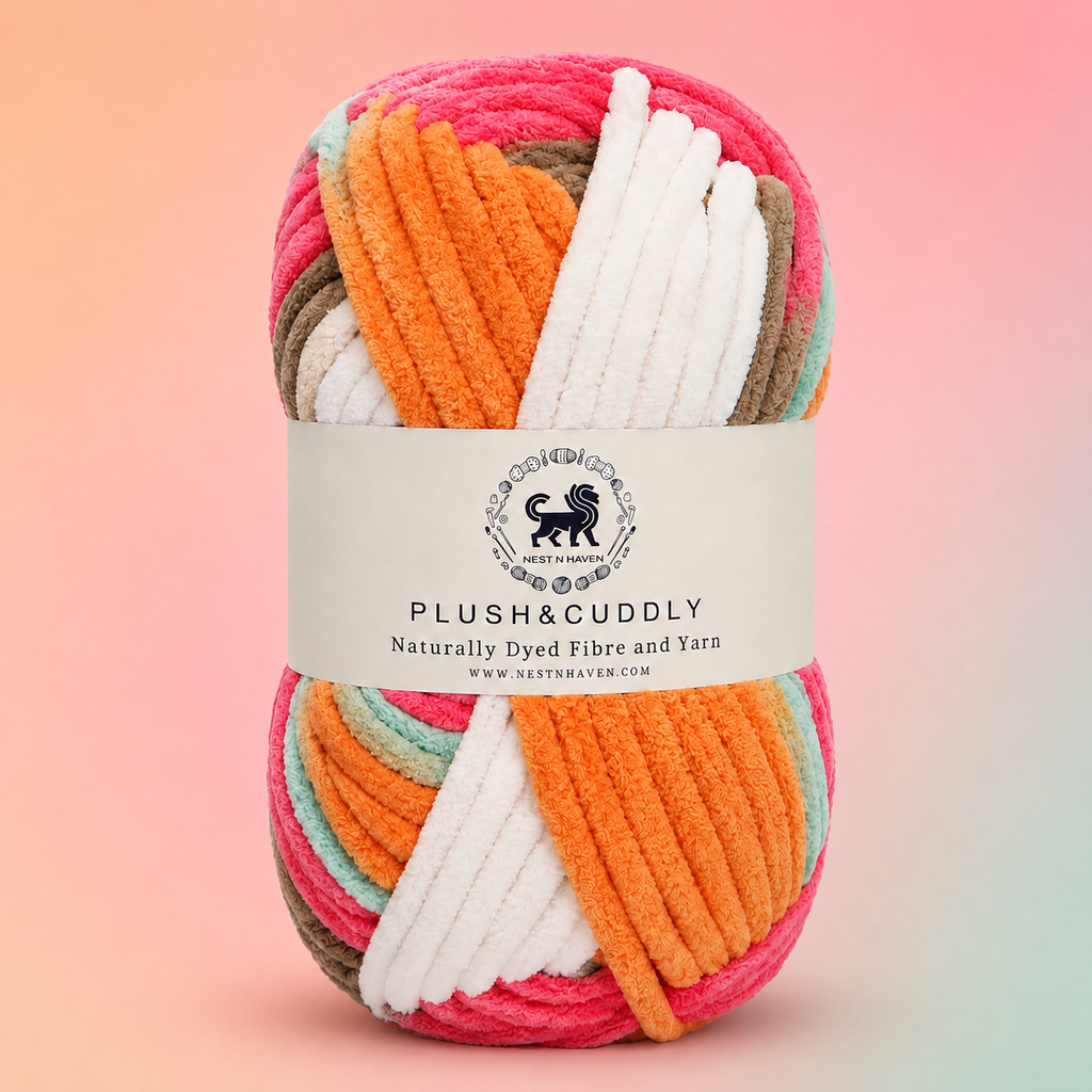 Plush & Cuddly Yarn – Super Soft Knitting  Multi Colour Yarn Ball Suitable for Craft, Babywear, Baby Blankets, 5 Bulky | Nest-N Haven| Shade no- 20