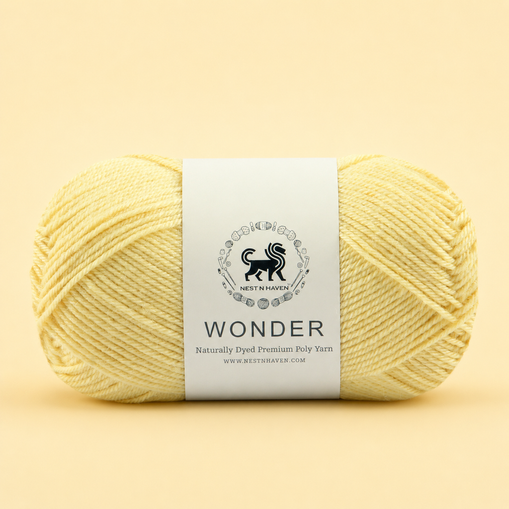 NESTNHAVEN,Wonder,Poly Yarn Supersoft Hand Knitting Wool Ball,(1 Ball/100 Gram Each) Ball Suitable For Craft,Crochet,Amigurumi,Garments,Flowers And Hobby Projects,2 Fine , Shade - Lemon Yellow