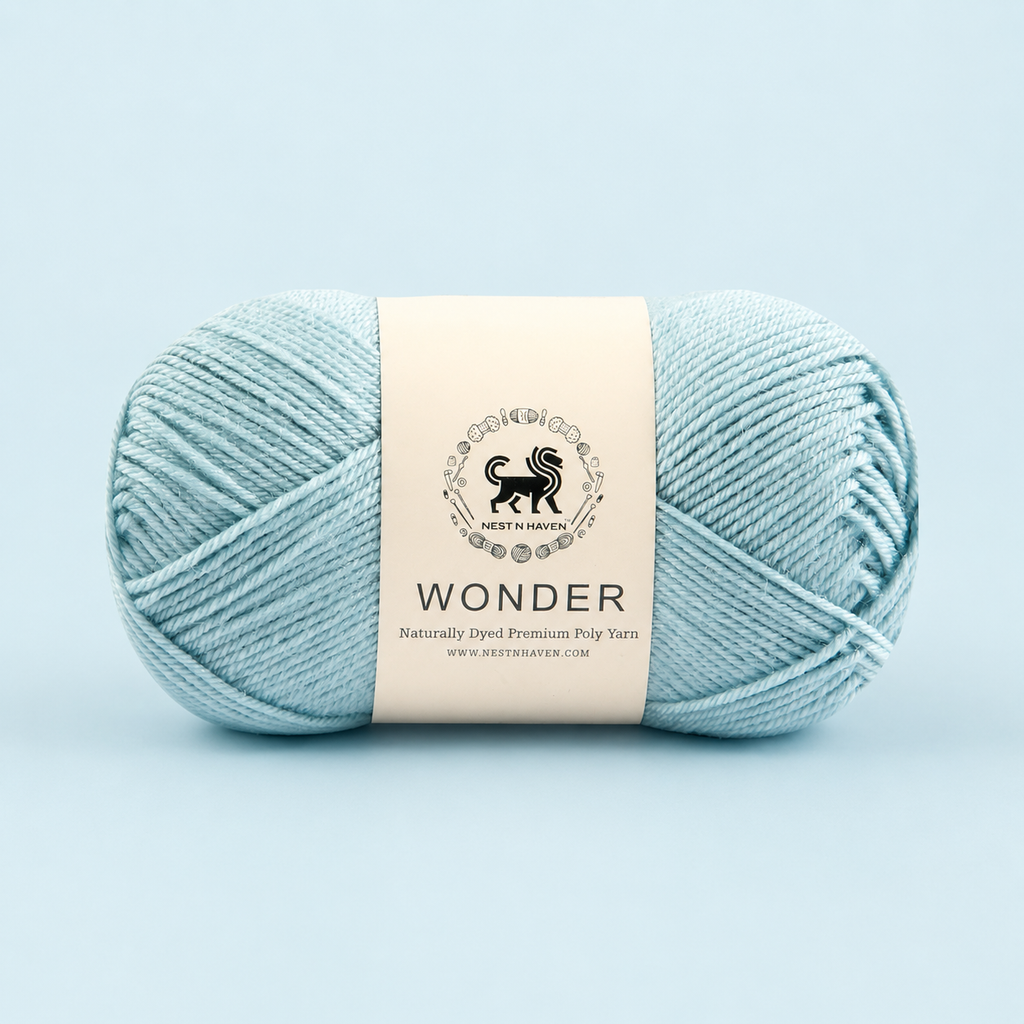 NESTNHAVEN, Wonder , Poly Yarn Supersoft Hand Knitting Wool Ball, (1 Ball/100 Gram Each) Ball Suitable for Craft, Crochet, Amigurumi,Garments, Flowers and Hobby Projects , 2 Fine , Shade- Sky Blue