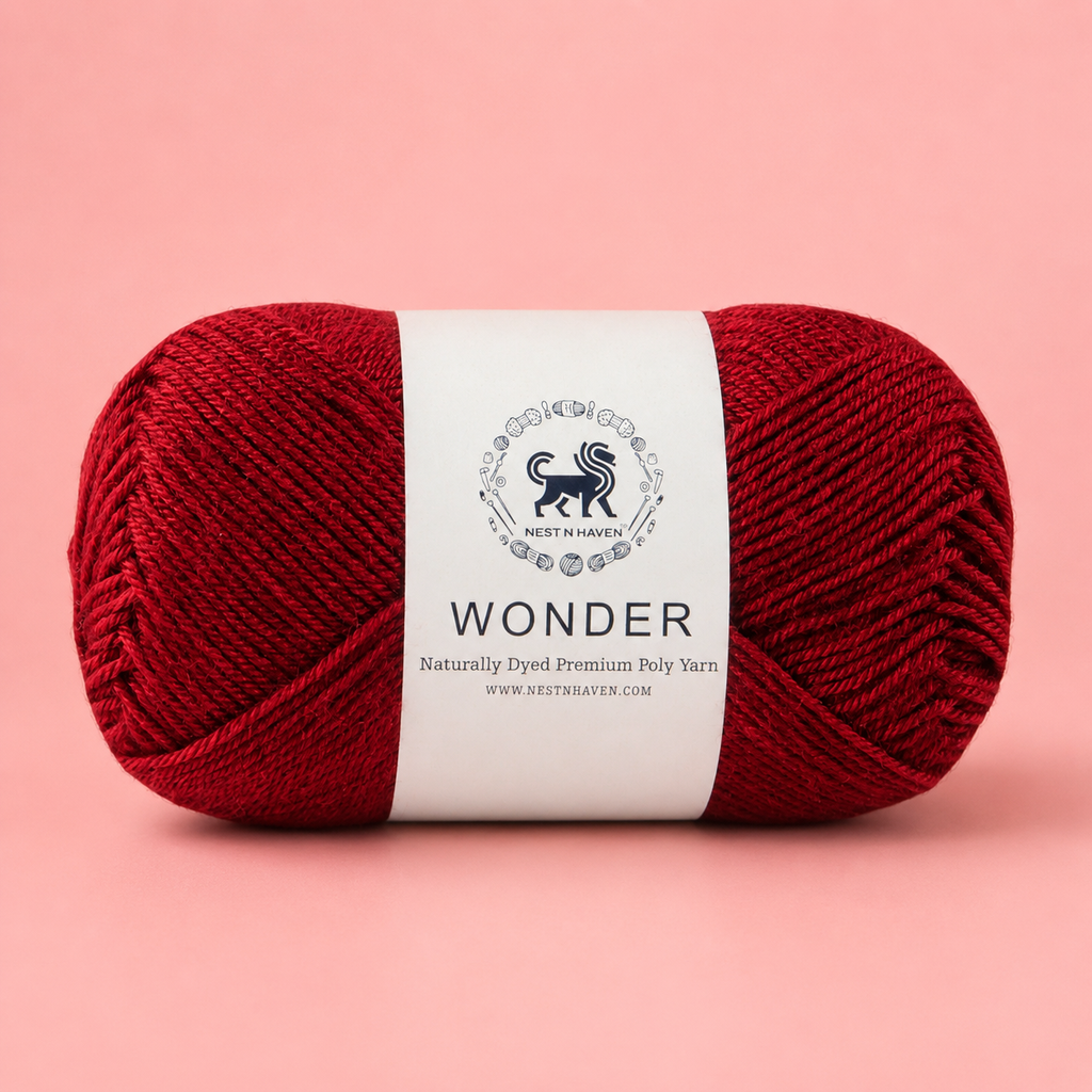 NESTNHAVEN,Wonder,Poly Yarn Supersoft Hand Knitting Wool Ball,(1 Ball/100 Gram Each) Ball Suitable For Craft,Crochet,Amigurumi,Garments,Flowers And Hobby Projects,2 Fine , Shade - Cranberry Red