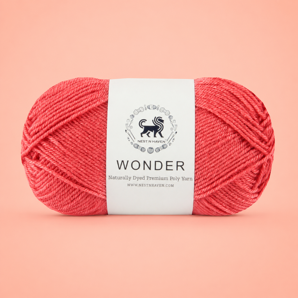 NESTNHAVEN,Wonder,Poly Yarn Supersoft Hand Knitting Wool Ball,(1 Ball/100 Gram Each) Ball Suitable For Craft,Crochet,Amigurumi,Garments,Flowers And Hobby Projects,2 Fine , Shade - Coral
