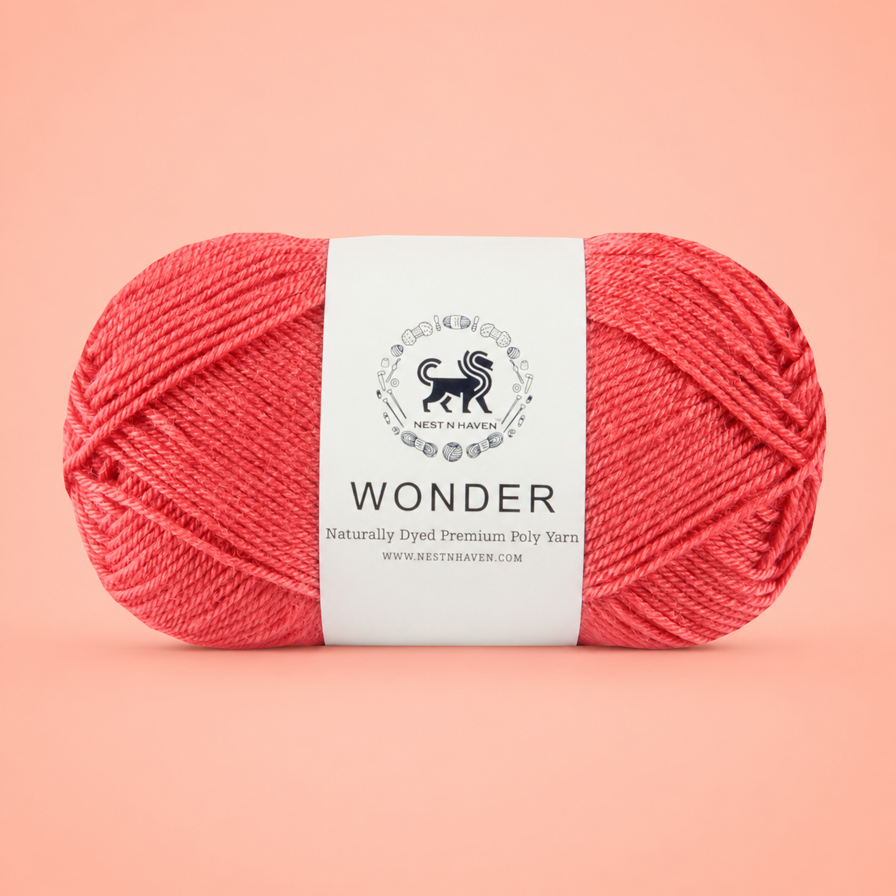 NESTNHAVEN,Wonder,Poly Yarn Supersoft Hand Knitting Wool Ball,(1 Ball/100 Gram Each) Ball Suitable For Craft,Crochet,Amigurumi,Garments,Flowers And Hobby Projects,2 Fine , Shade - Coral