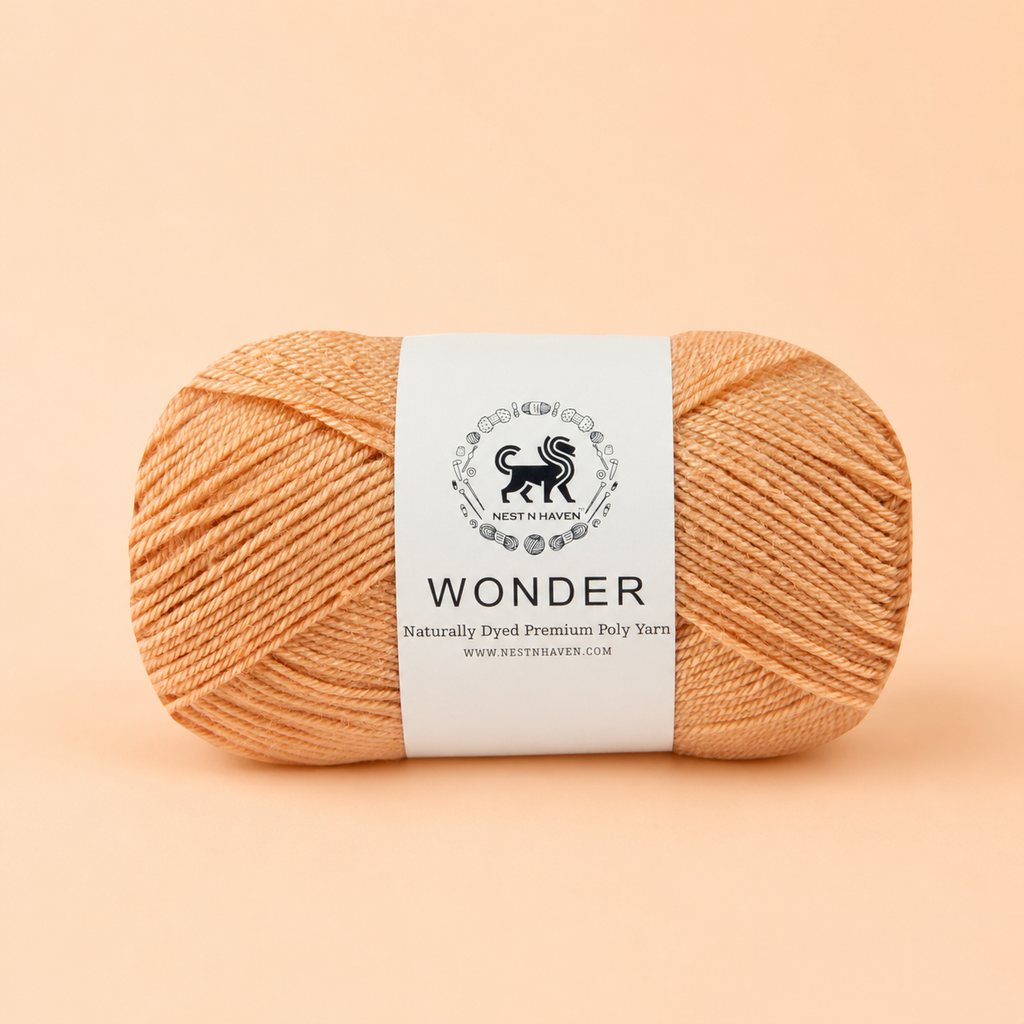 NESTNHAVEN,Wonder,Poly Yarn Supersoft Hand Knitting Wool Ball,(1 Ball/100 Gram Each) Ball Suitable For Craft,Crochet,Amigurumi,Garments,Flowers And Hobby Projects,2 Fine , Shade - Golden Beige