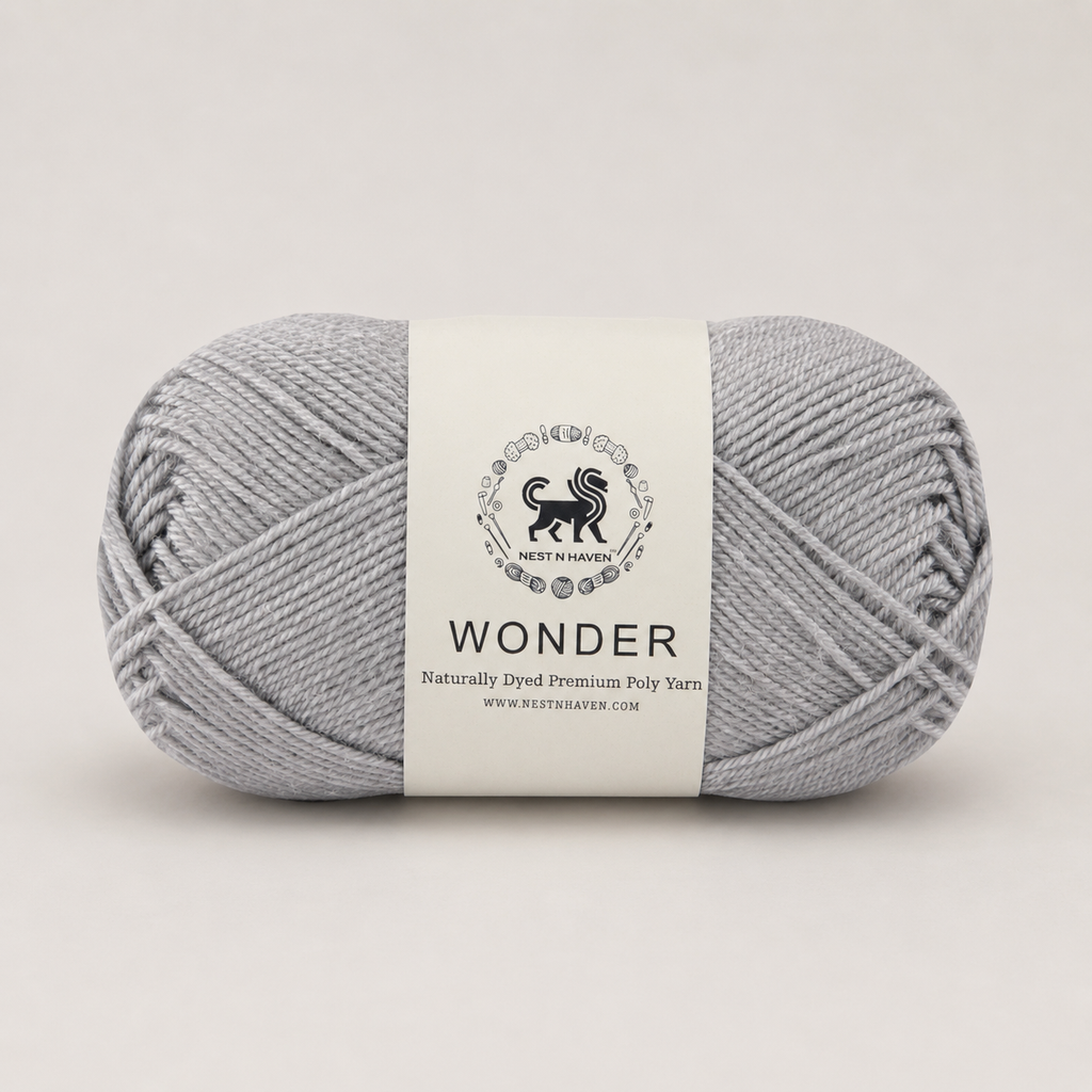 NESTNHAVEN,Wonder,Poly Yarn Supersoft Hand Knitting Wool Ball,(1 Ball/100 Gram Each) Ball Suitable For Craft,Crochet,Amigurumi,Garments,Flowers And Hobby Projects,2 Fine , Shade - Grey