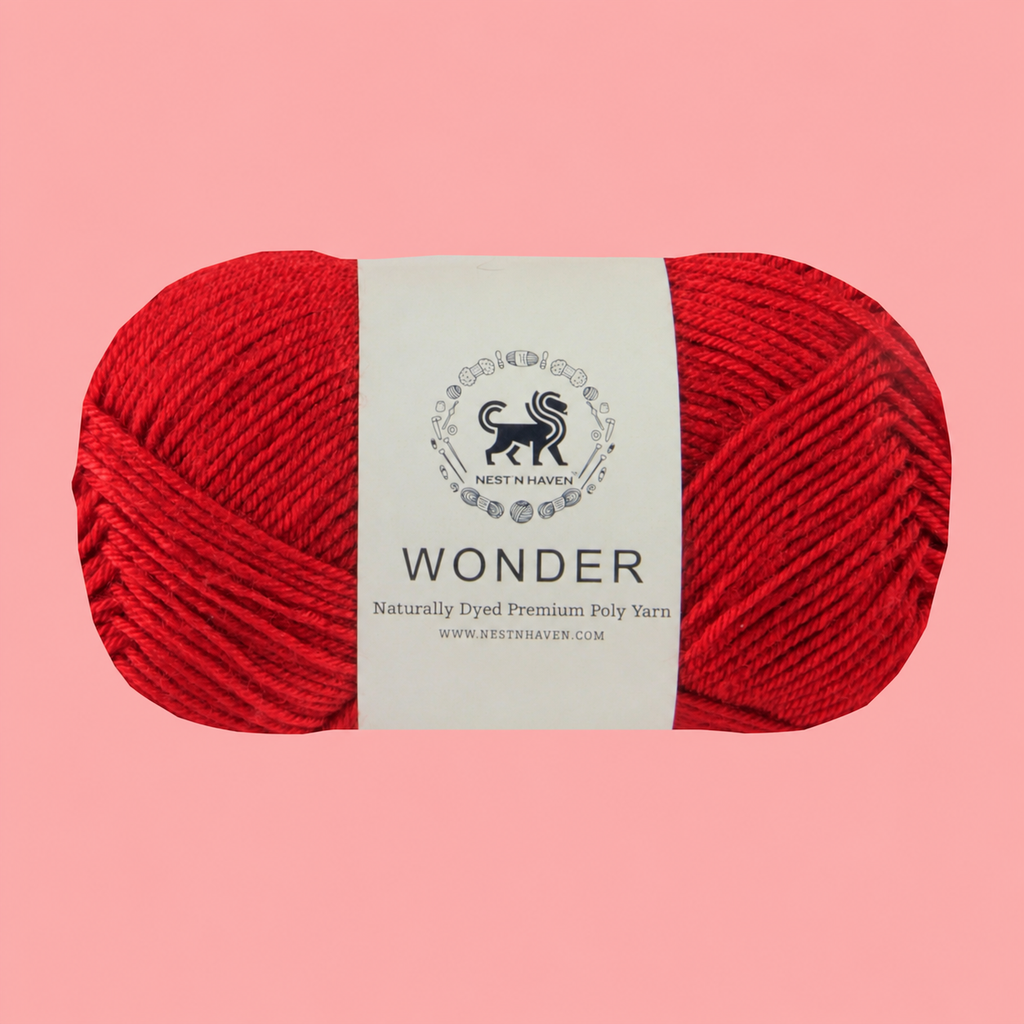 NESTNHAVEN,Wonder,Poly Yarn Supersoft Hand Knitting Wool Ball,(1 Ball/100 Gram Each) Ball Suitable For Craft,Crochet,Amigurumi,Garments,Flowers And Hobby Projects,2 Fine , Shade - Red