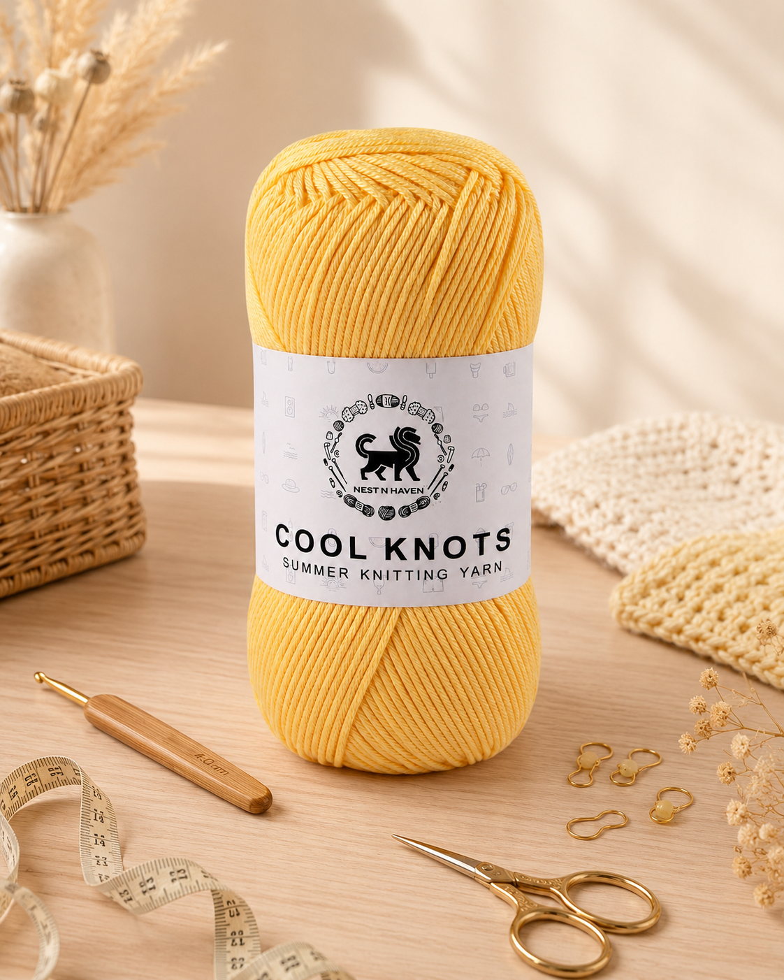 Cool Knots, Polyester Blend Hand Knitting Yarn (100g) - Luxury Yarn for Crochet, Knitting, Amigurumi, Embroidery, Toys, Garments, Flowers and Hobby Projects shade- Yellow