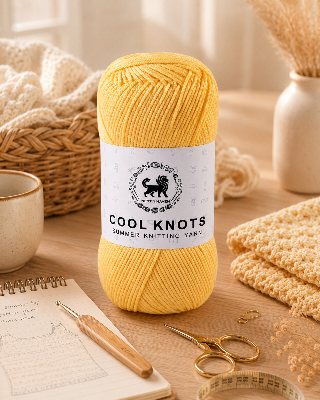 Cool Knots, Polyester Blend Hand Knitting Yarn (100g) - Luxury Yarn for Crochet, Knitting, Amigurumi, Embroidery, Toys, Garments, Flowers and Hobby Projects shade- Yellow
