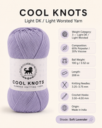 Cool Knots, Polyester Blend Hand Knitting Yarn (100g) - Luxury Yarn for Crochet, Knitting, Amigurumi, Embroidery, Toys, Garments, Flowers and Hobby Projects shade- Lilac