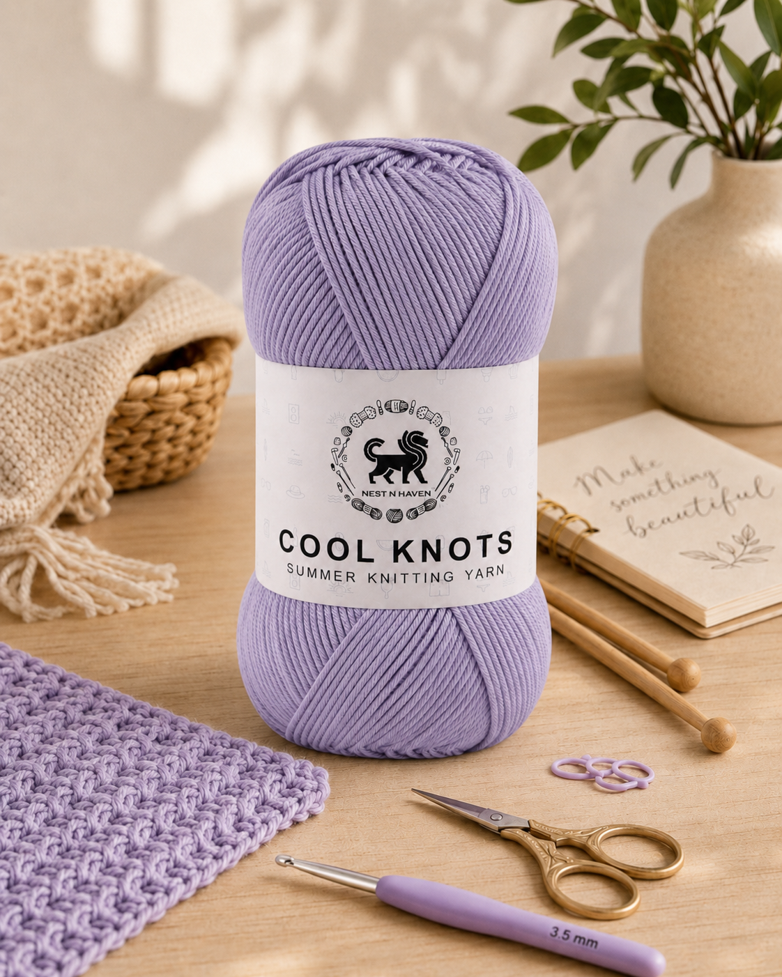 Cool Knots, Polyester Blend Hand Knitting Yarn (100g) - Luxury Yarn for Crochet, Knitting, Amigurumi, Embroidery, Toys, Garments, Flowers and Hobby Projects shade- Lilac