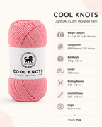 Cool Knots, Polyester Blend Hand Knitting Yarn (100g) - Luxury Yarn for Crochet, Knitting, Amigurumi, Embroidery, Toys, Garments, Flowers and Hobby Projects shade- Baby Pink