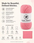 Cool Knots, Polyester Blend Hand Knitting Yarn (100g) - Luxury Yarn for Crochet, Knitting, Amigurumi, Embroidery, Toys, Garments, Flowers and Hobby Projects shade- Baby Pink