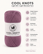 Cool Knots, Polyester Blend Hand Knitting Yarn (100g) - Luxury Yarn for Crochet, Knitting, Amigurumi, Embroidery, Toys, Garments, Flowers and Hobby Projects shade- Dark Lilac