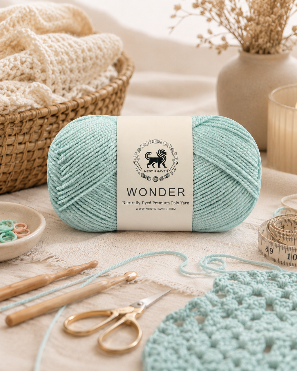 NESTNHAVEN,Wonder,Poly Yarn Supersoft Hand Knitting Wool Ball,(1 Ball/100 Gram Each) Ball Suitable For Craft,Crochet,Amigurumi,Garments,Flowers And Hobby Projects,2 Fine , Shade - Turquoise