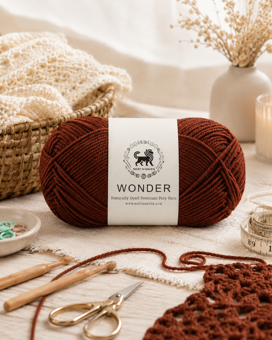Wonder ,  Yarn Supersoft Hand Knitting Wool Ball,(1 Ball/100 Gram Each) Ball Suitable For Craft,Crochet,Amigurumi,Garments,Flowers And Hobby Projects,2 Fine , Shade - Brown