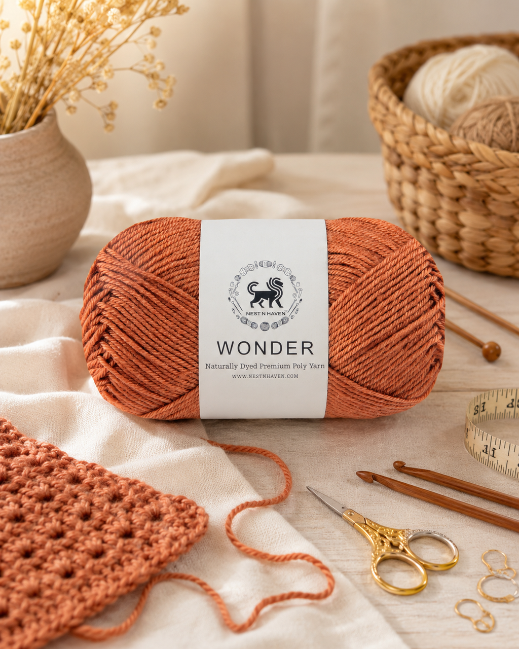 Wonder Yarn ,  Supersoft Hand Knitting Wool Ball,(1 Ball/100 Gram Each) Ball Suitable For Craft,Crochet,Amigurumi,Garments,Flowers And Hobby Projects,2 Fine , Shade - Clay Brown