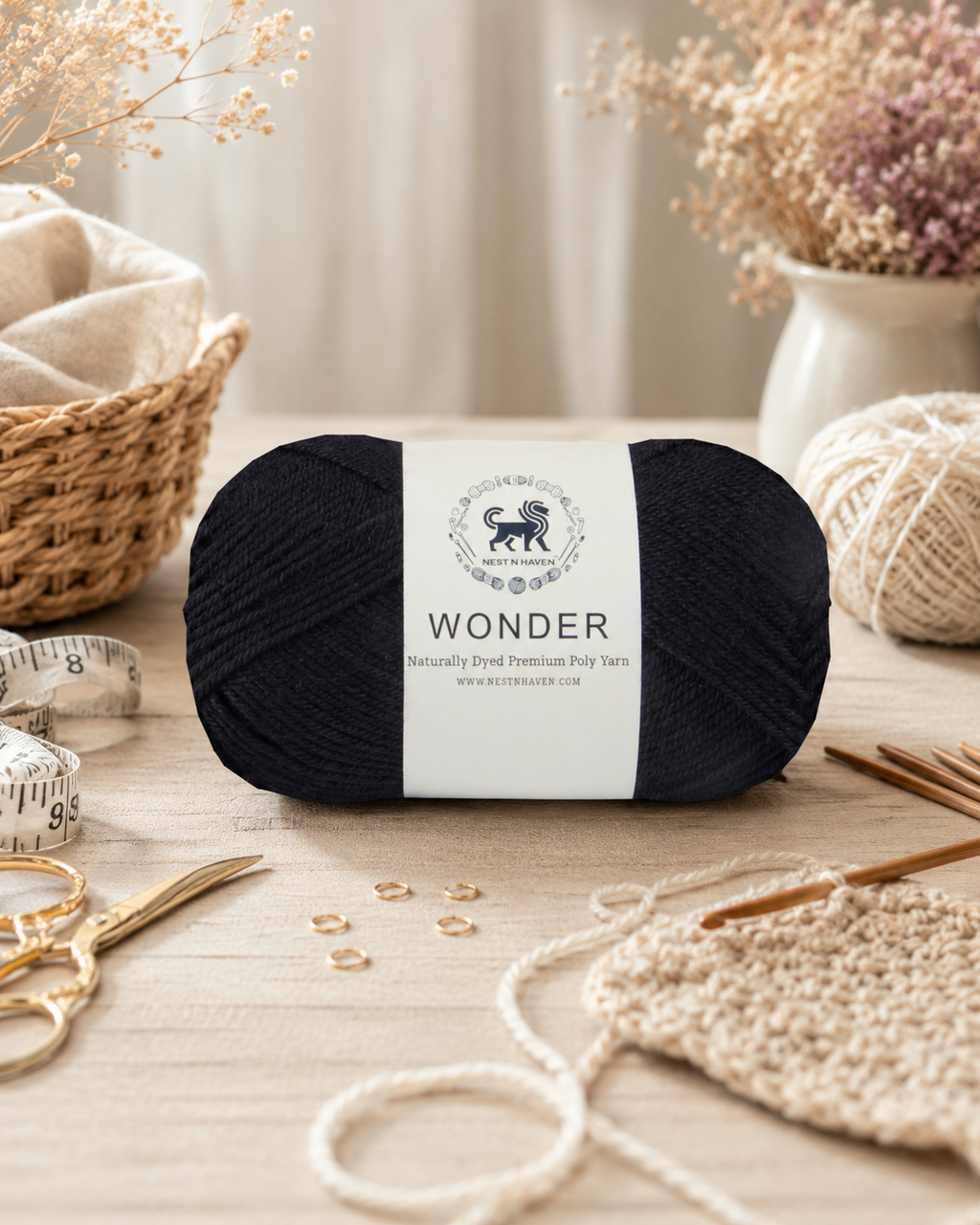 Wonder ,  Yarn Supersoft Hand Knitting Wool Ball,(1 Ball/100 Gram Each) Ball Suitable For Craft,Crochet,Amigurumi,Garments,Flowers And Hobby Projects,2 Fine , Shade - Black