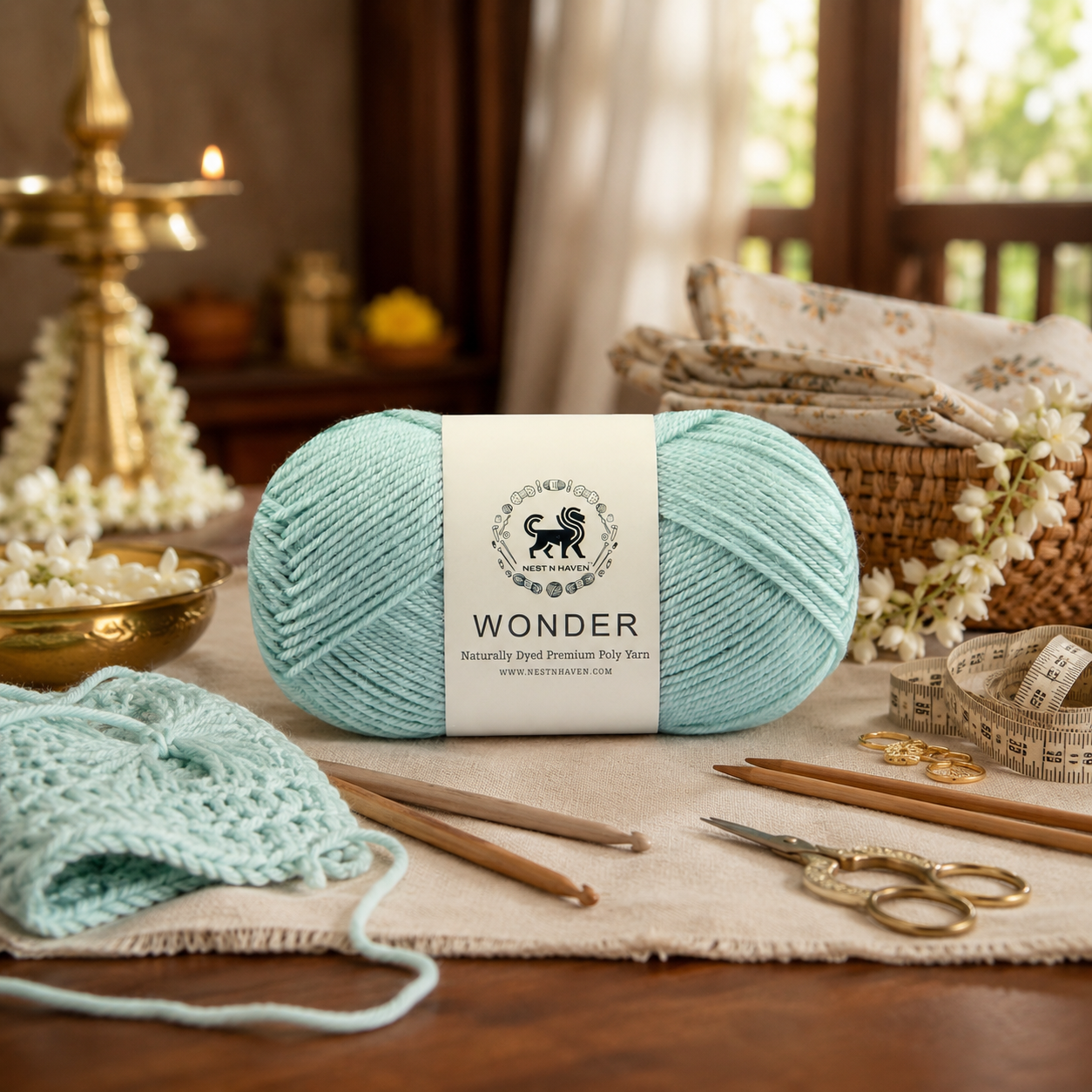 NESTNHAVEN,Wonder,Poly Yarn Supersoft Hand Knitting Wool Ball,(1 Ball/100 Gram Each) Ball Suitable For Craft,Crochet,Amigurumi,Garments,Flowers And Hobby Projects,2 Fine , Shade - Turquoise