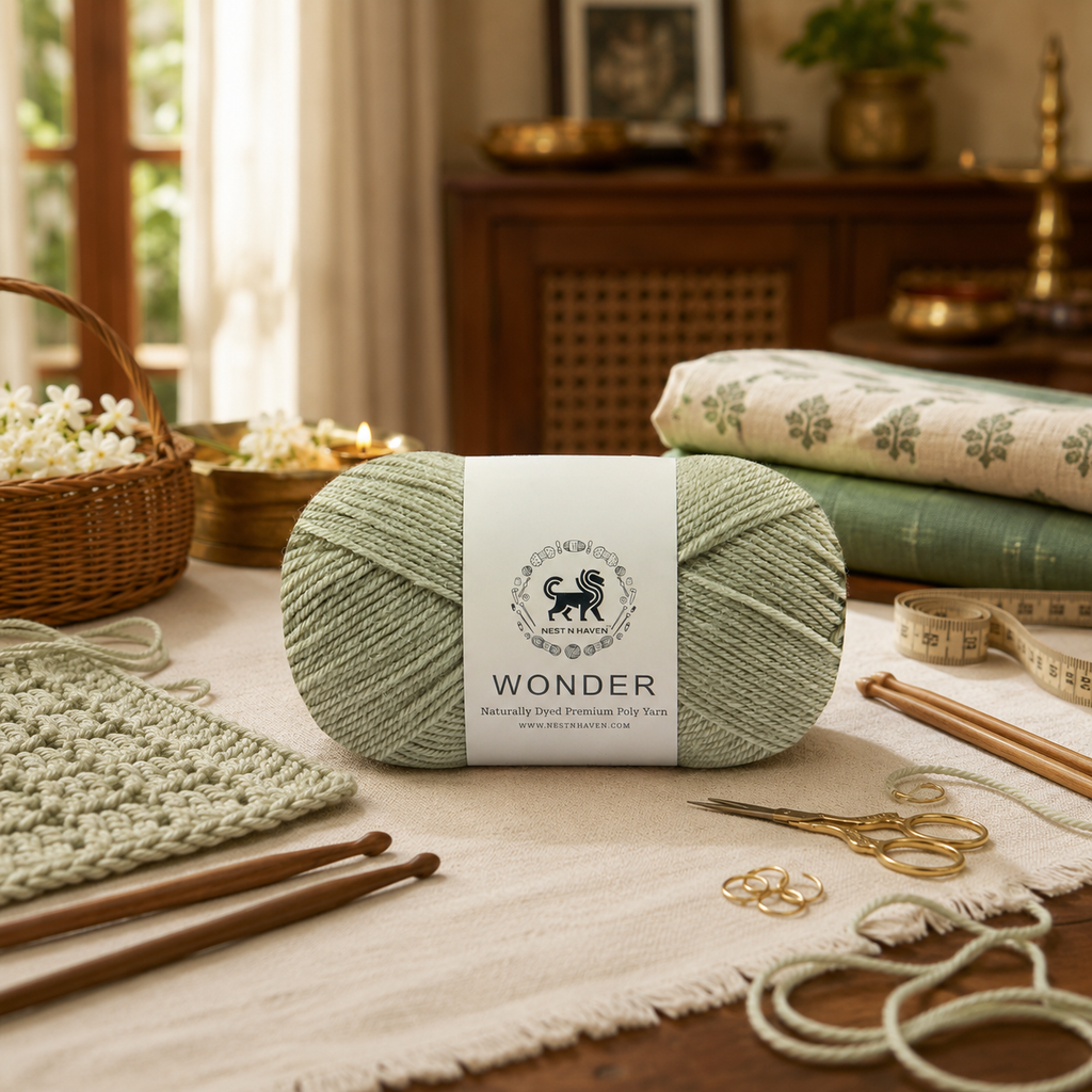 NESTNHAVEN,Wonder,Poly Yarn Supersoft Hand Knitting Wool Ball,(1 Ball/100 Gram Each) Ball Suitable For Craft,Crochet,Amigurumi,Garments,Flowers And Hobby Projects,2 Fine , Shade - Sage Green