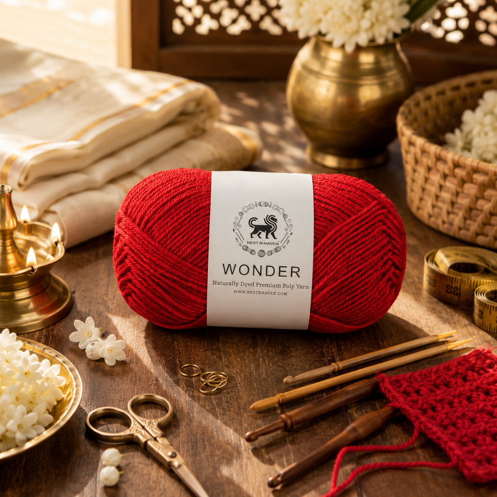 NESTNHAVEN,Wonder,Poly Yarn Supersoft Hand Knitting Wool Ball,(1 Ball/100 Gram Each) Ball Suitable For Craft,Crochet,Amigurumi,Garments,Flowers And Hobby Projects,2 Fine , Shade - Red