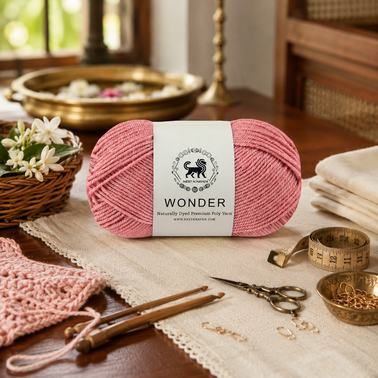 NESTNHAVEN,Wonder,Poly Yarn Supersoft Hand Knitting Wool Ball,(1 Ball/100 Gram Each) Ball Suitable For Craft,Crochet,Amigurumi,Garments,Flowers And Hobby Projects,2 Fine , Shade - Rose Pink