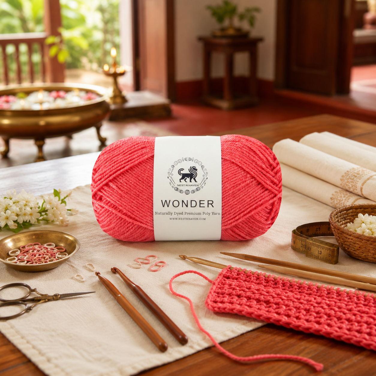 NESTNHAVEN,Wonder,Poly Yarn Supersoft Hand Knitting Wool Ball,(1 Ball/100 Gram Each) Ball Suitable For Craft,Crochet,Amigurumi,Garments,Flowers And Hobby Projects,2 Fine , Shade - Coral